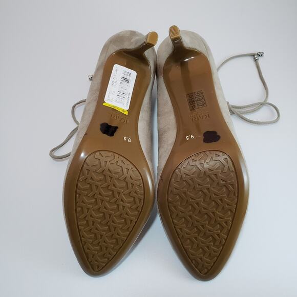 Karl Lagerfeld Taupe Suede Laced Paris Jasmin Heels - Picture 7 of 9